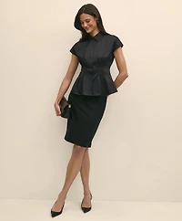Supima<sup>®</sup> Cotton Sateen Pleated Peplum Shirt