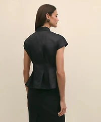 Supima<sup>®</sup> Cotton Sateen Pleated Peplum Shirt