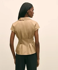 Supima<sup>®</sup> Cotton Sateen Pleated Peplum Shirt