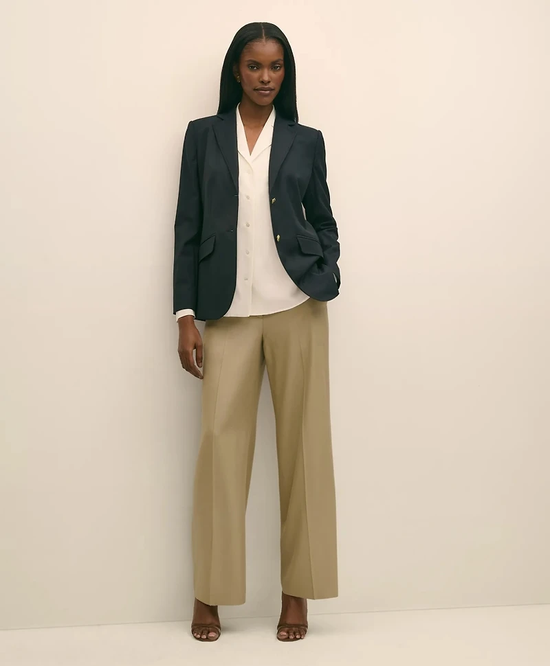Silk Crepe Notch-Collar Blouse