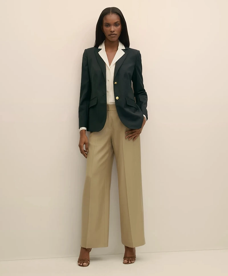 Silk Crepe Notch-Collar Blouse