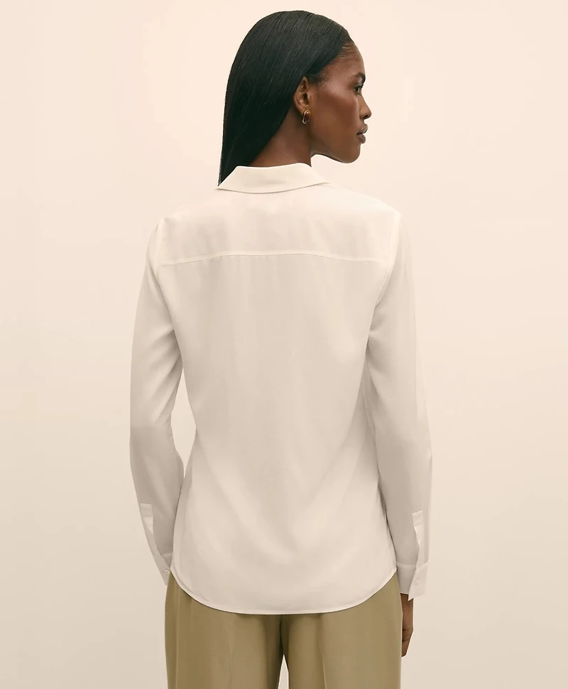 Silk Crepe Notch-Collar Blouse