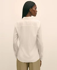 Silk Crepe Notch-Collar Blouse