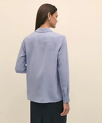 Silk Crepe Notch-Collar Blouse