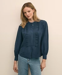 Silk Habotai Pintucked Blouse