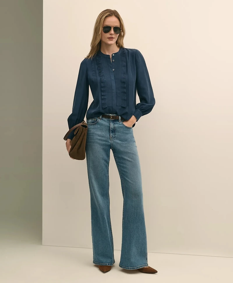 Silk Habotai Pintucked Blouse