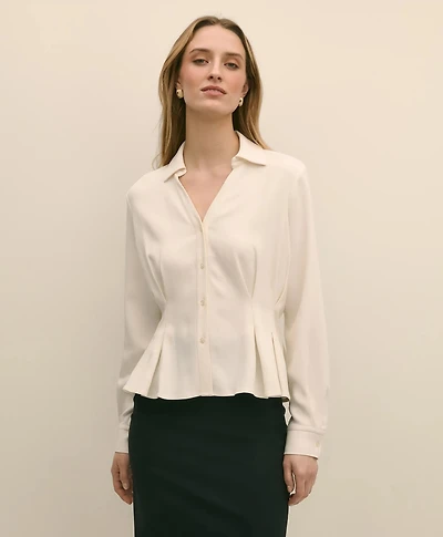 Viscose Pleated Peplum Blouse