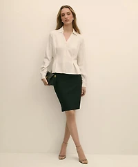 Viscose Pleated Peplum Blouse