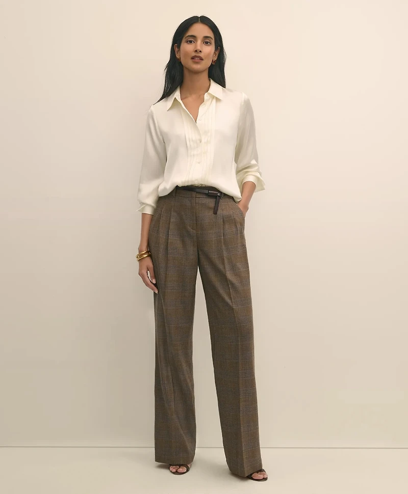 Silk Charmeuse Pintucked Blouse