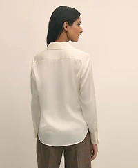 Silk Charmeuse Pintucked Blouse