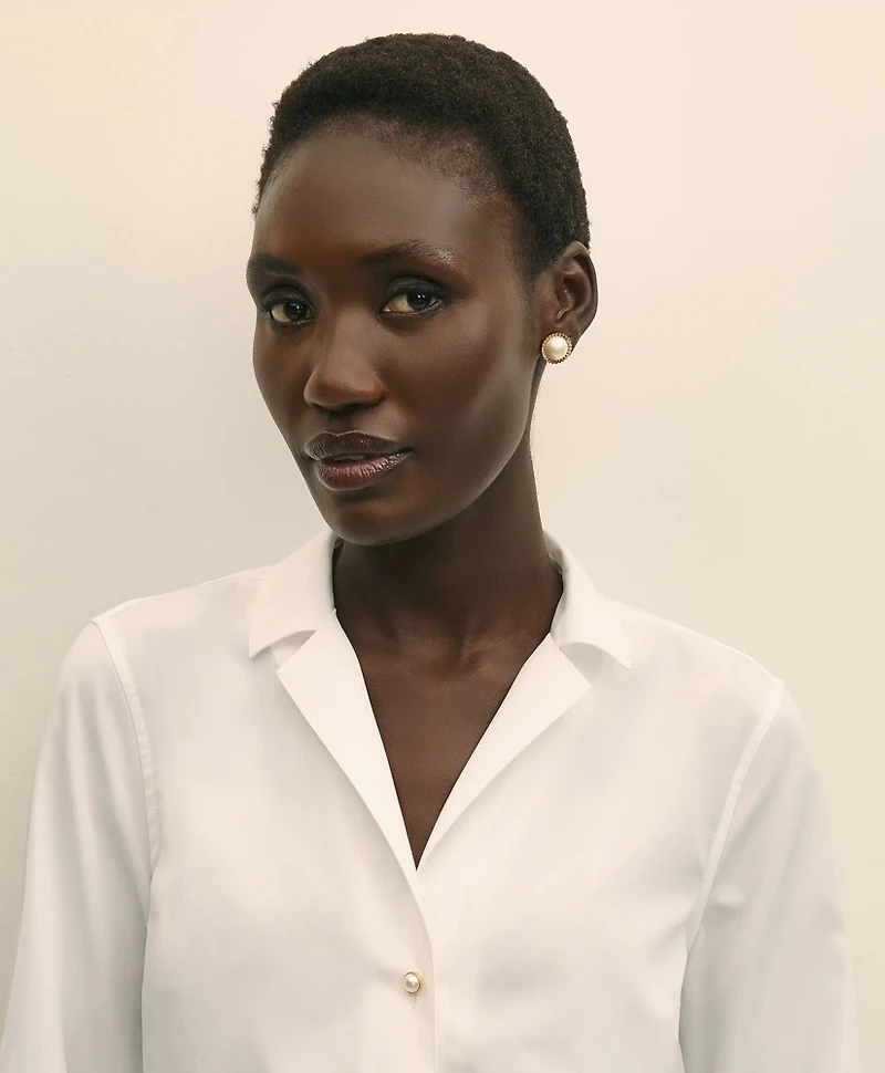 Fitted Supima<sup>®</sup> Cotton Open Notch Collar, Dress Shirt