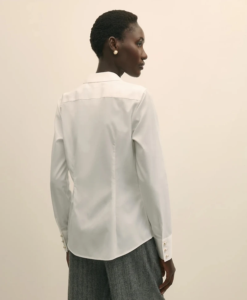 Fitted Supima<sup>®</sup> Cotton Open Notch Collar, Dress Shirt