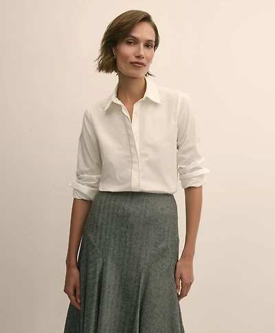 Supima<sup>®</sup> Cotton Beaded-Trim Poplin Shirt