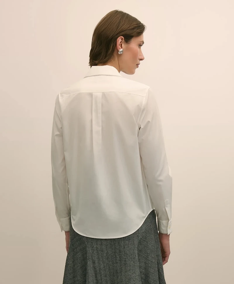 Supima<sup>®</sup> Cotton Beaded-Trim Poplin Shirt