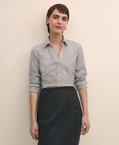 Fitted Non-Iron Stretch Supima<sup>®</sup> Cotton Striped Dress Shirt