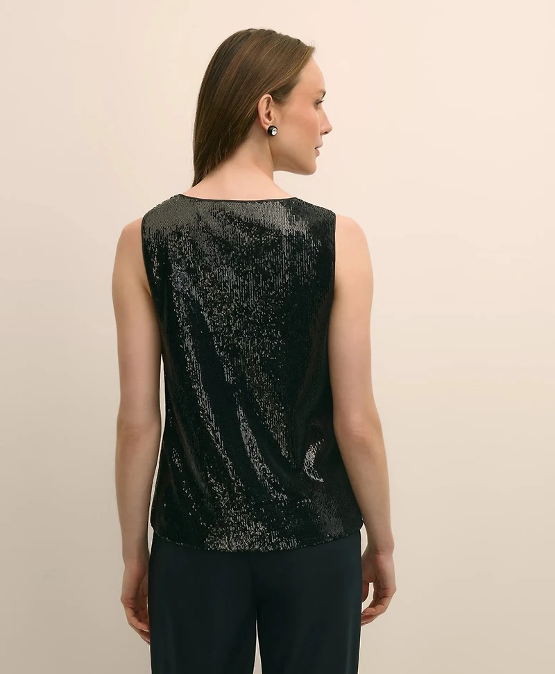 Sequin Scoop Neck Sleeveless Top