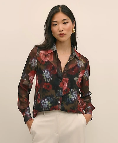 Floral Print Sheer Blouse with Camisole