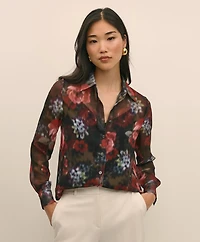 Floral Print Sheer Blouse with Camisole