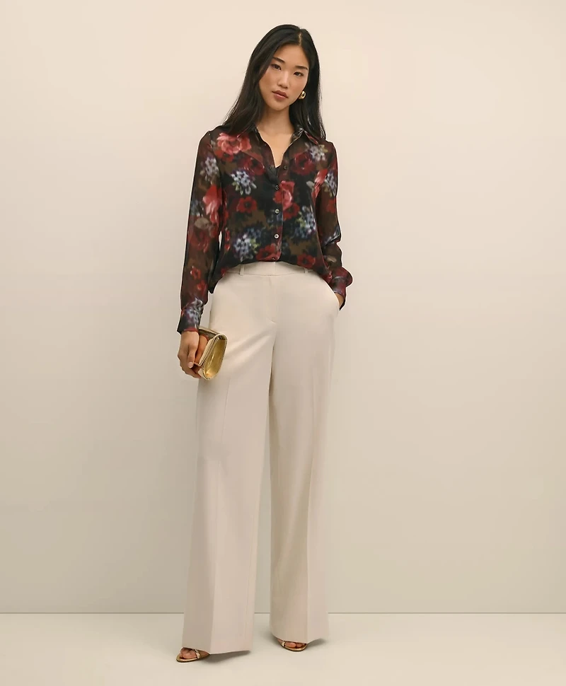Floral Print Sheer Blouse with Camisole