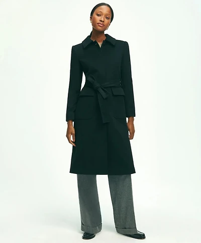 Brushed Wool Twill Wrap Coat