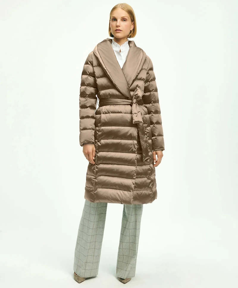 Down Water-Resistant Belted Puffer Coat