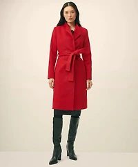 Wrap Coat Water-Repellent Brushed-Twill Wool
