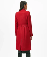 Wrap Coat Water-Repellent Brushed-Twill Wool