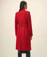 Wrap Coat Water-Repellent Brushed-Twill Wool