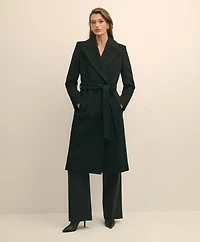 Notch Collar Coat Water-Repellent Brushed-Twill Wool