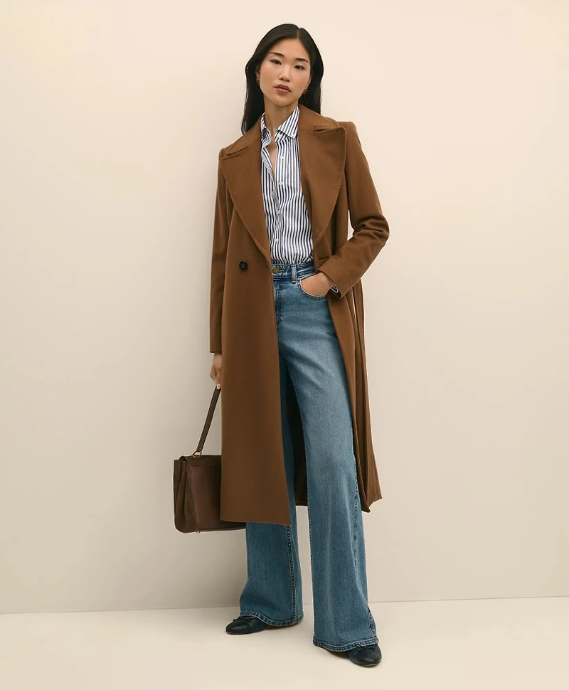 Notch Collar Coat Water-Repellent Brushed-Twill Wool