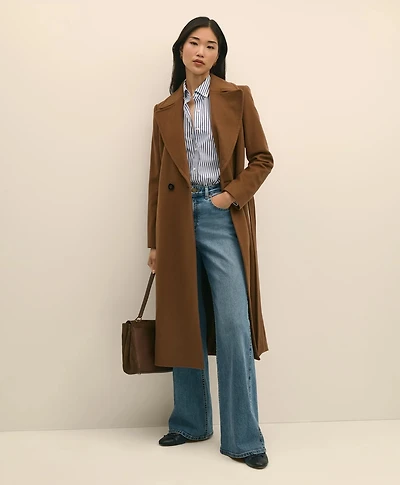 Notch Collar Coat Water-Repellent Brushed-Twill Wool