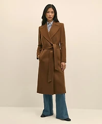 Notch Collar Coat Water-Repellent Brushed-Twill Wool