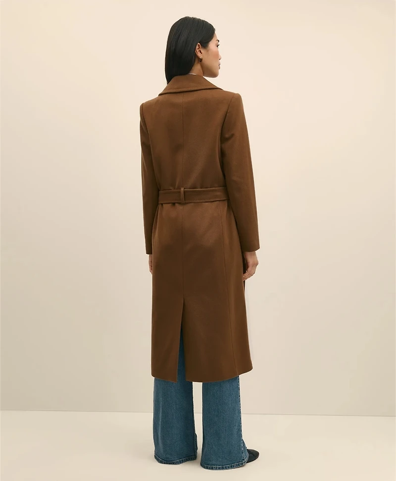 Notch Collar Coat Water-Repellent Brushed-Twill Wool