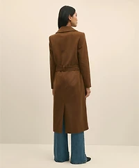 Notch Collar Coat Water-Repellent Brushed-Twill Wool