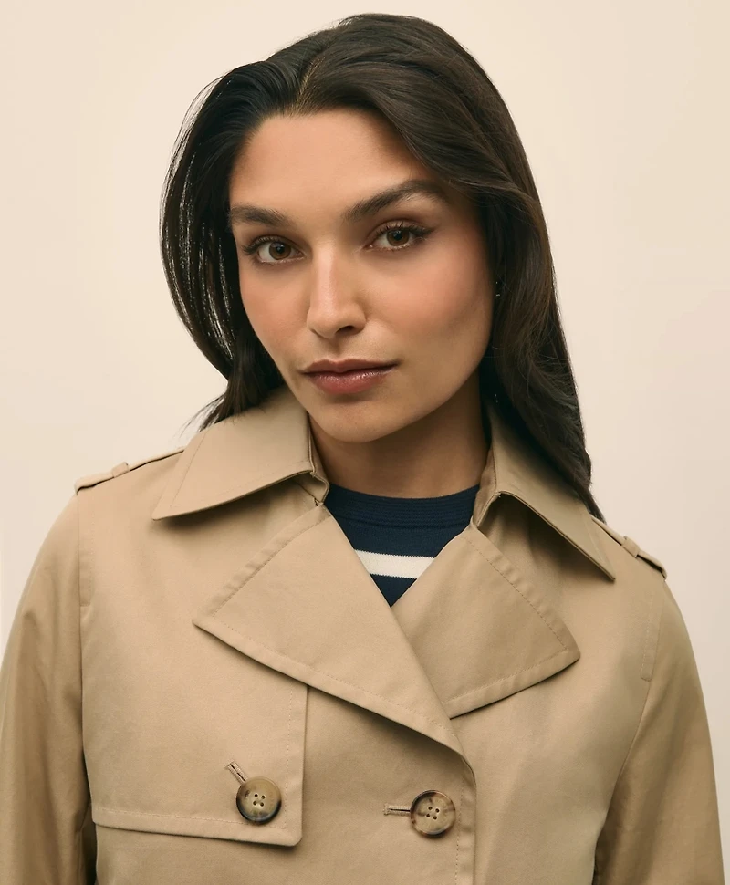 Supima<sup>®</sup> Cotton Water Repellent Cropped Trench Coat