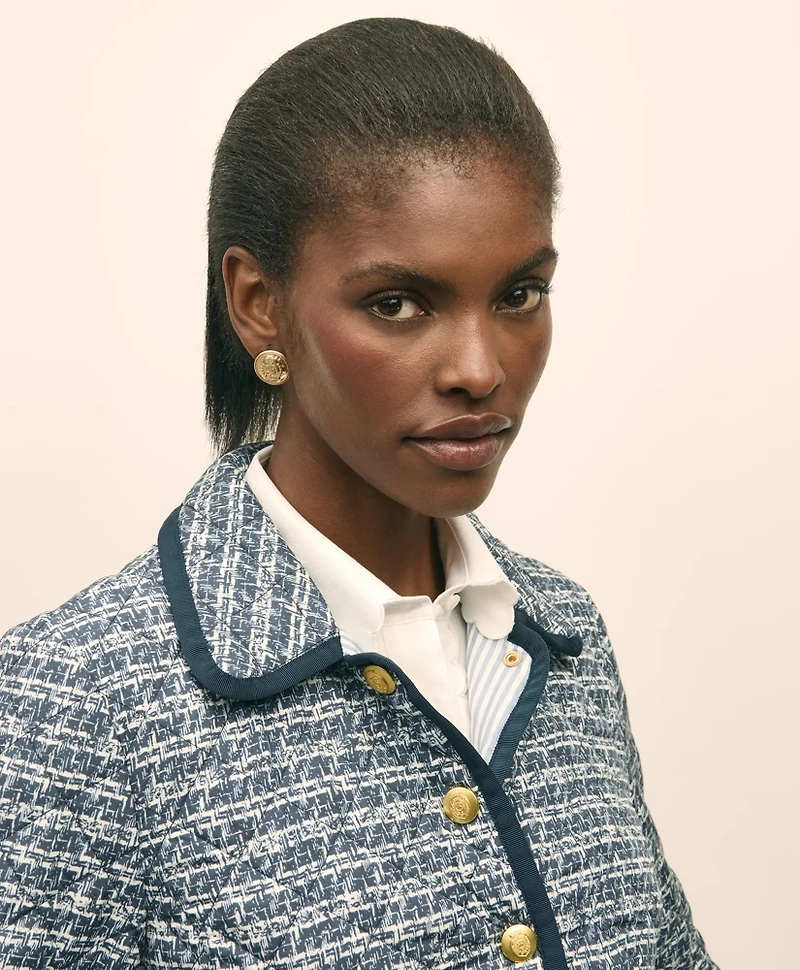 Tweed-Print Tipped Jacket