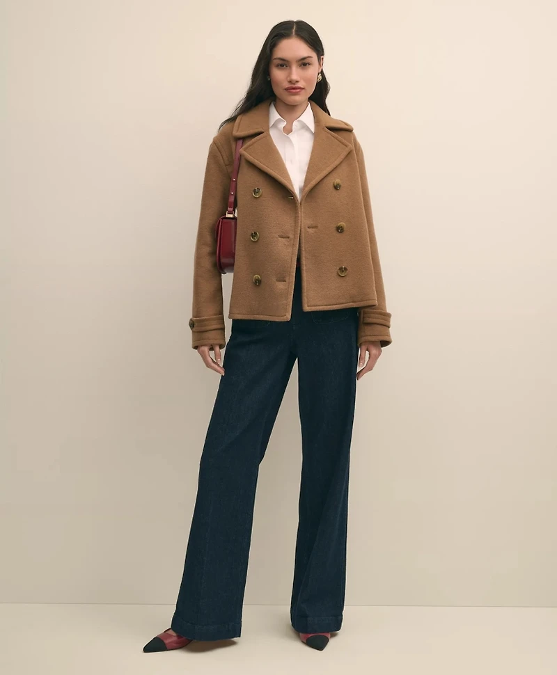 Wool Double-Faced Cropped Peacoat