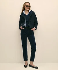 Wool Cropped Peacoat With Sweater Collar