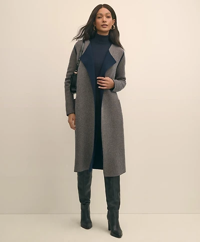 Merino Wool-Cashmere Belted Reversible Sweater Jacket