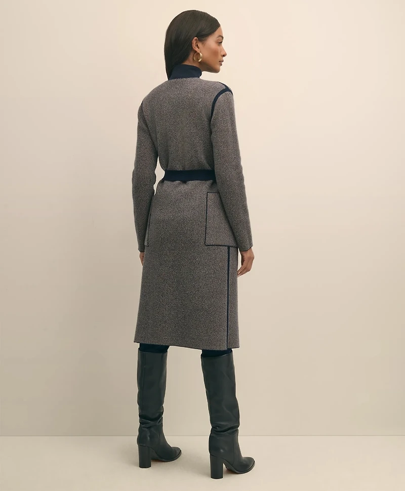 Merino Wool-Cashmere Belted Reversible Sweater Jacket