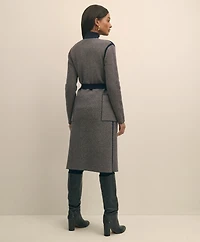 Merino Wool-Cashmere Belted Reversible Sweater Jacket