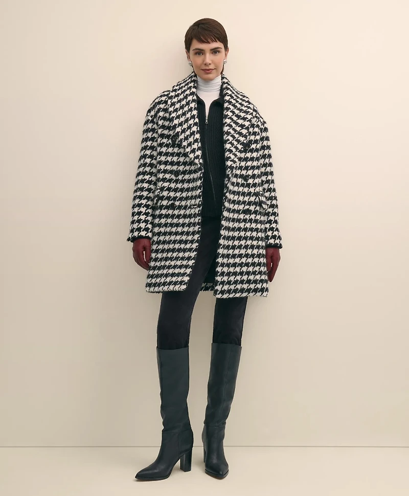 Oversized Wool Houndstooth Coat