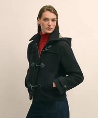 Cropped Wool Toggle Coat With Removable Hood