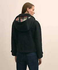 Cropped Wool Toggle Coat With Removable Hood