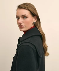 Cropped Wool Toggle Coat With Removable Hood