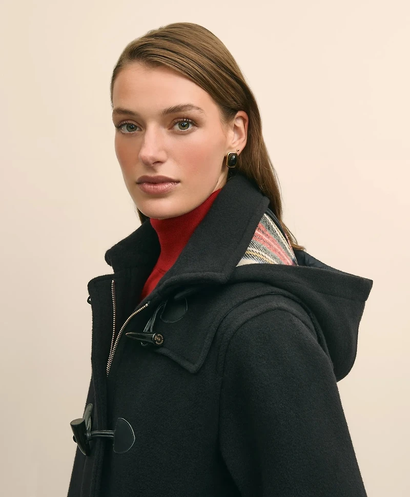 Cropped Wool Toggle Coat With Removable Hood