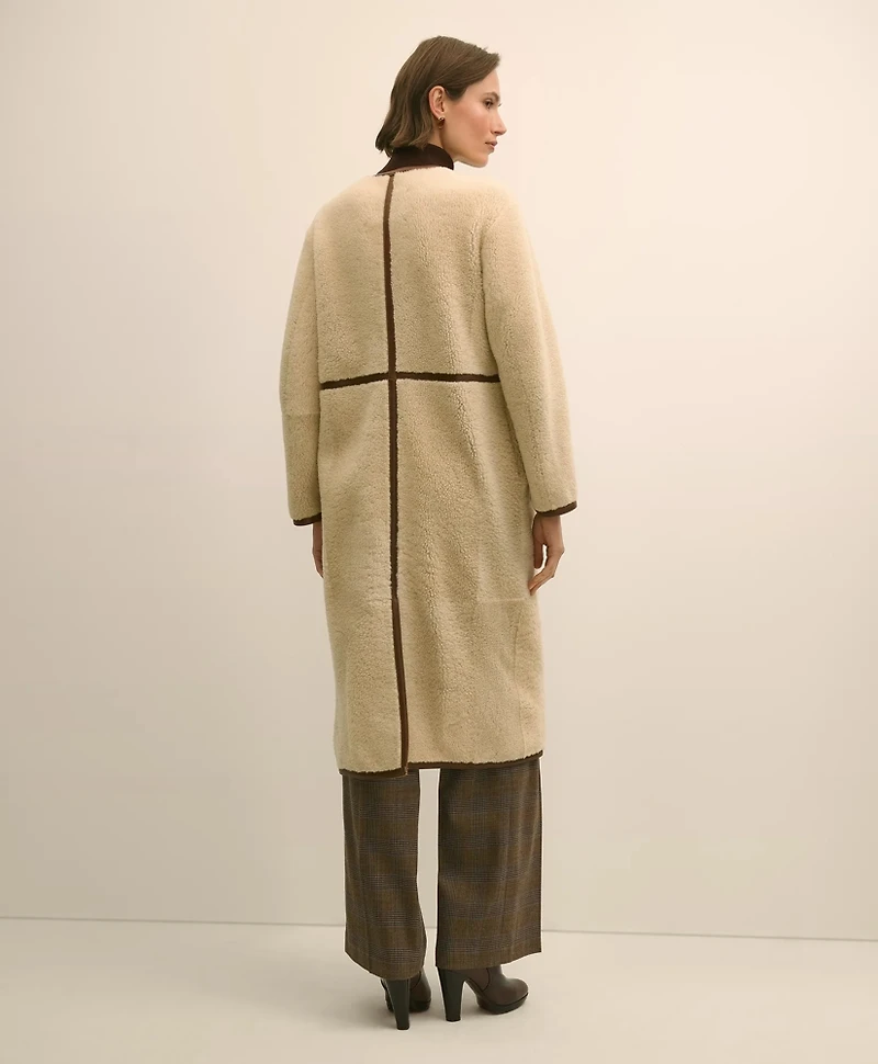 Double-Breasted Shearling Coat