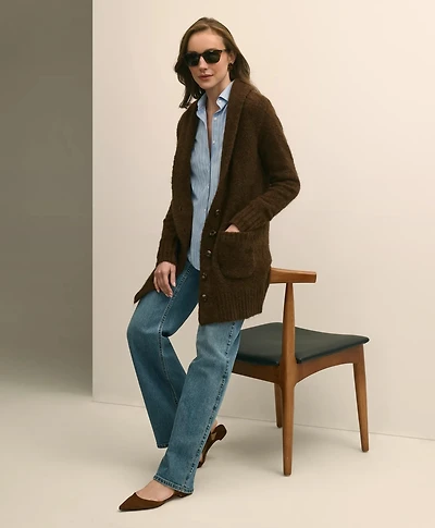 Alpaca-Wool Blend Shawl Collar Tunic Cardigan