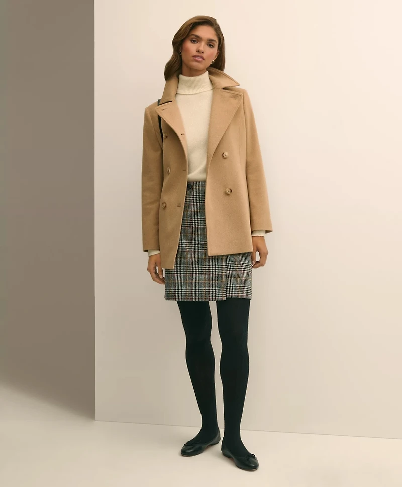 Brushed Wool Coat with Throat Latch