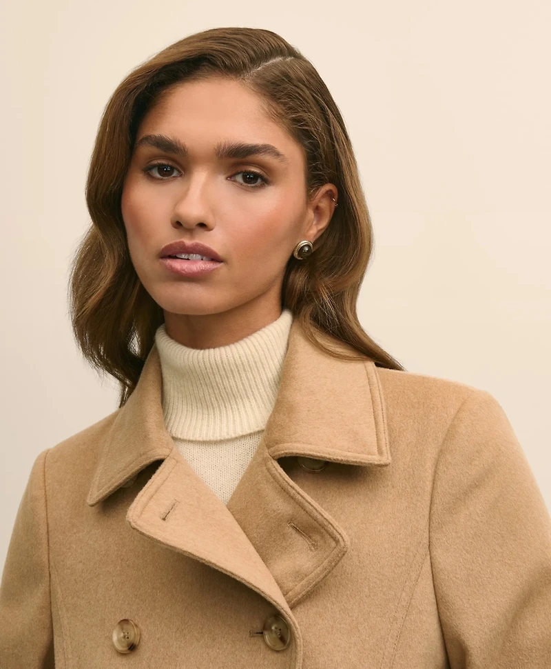 Brushed Wool Coat with Throat Latch